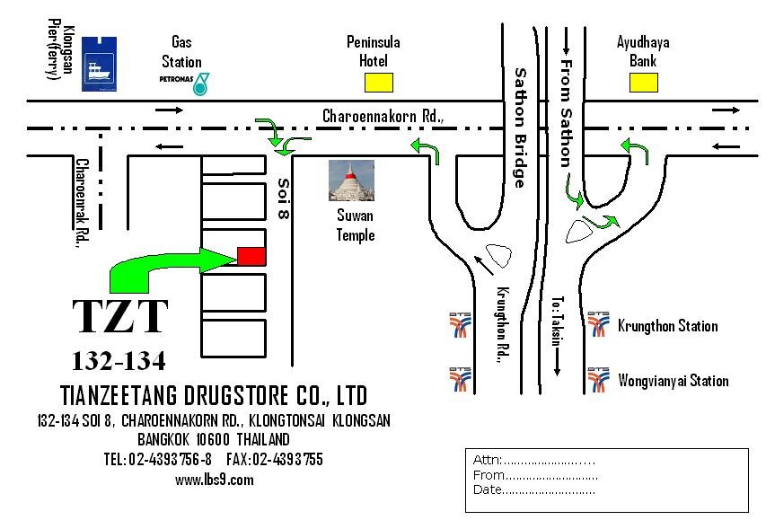 Map to TianZeeTang, Soi Charoen Nakhon 8